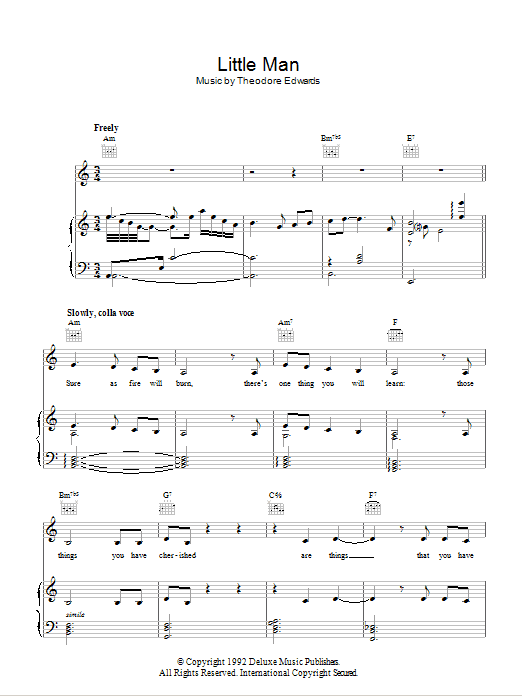 Tom Waits Little Man sheet music notes and chords arranged for Piano, Vocal & Guitar Chords