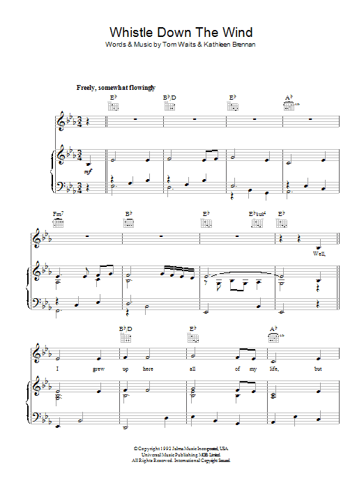 Learn to play Tom Waits Whistle Down The Wind sheet music for Piano, Vocal & Guitar Chords in minutes. Price: 7.8900$ Tom Waits Whistle Down The Wind sheet music notes and chords arranged for Piano, Vocal & Guitar Chords