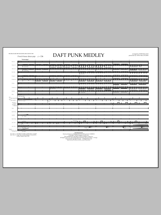 Tom Wallace Daft Punk Medley - Full Score sheet music notes and chords. Download Printable PDF.