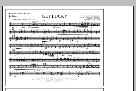 Learn to play Tom Wallace Get Lucky - Bb Horn sheet music for Marching Band in minutes. Price: 7.8900$ Tom Wallace Get Lucky - Bb Horn sheet music notes and chords arranged for Marching Band
