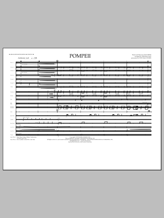 Tom Wallace Pompeii - Full Score sheet music notes and chords. Download Printable PDF.