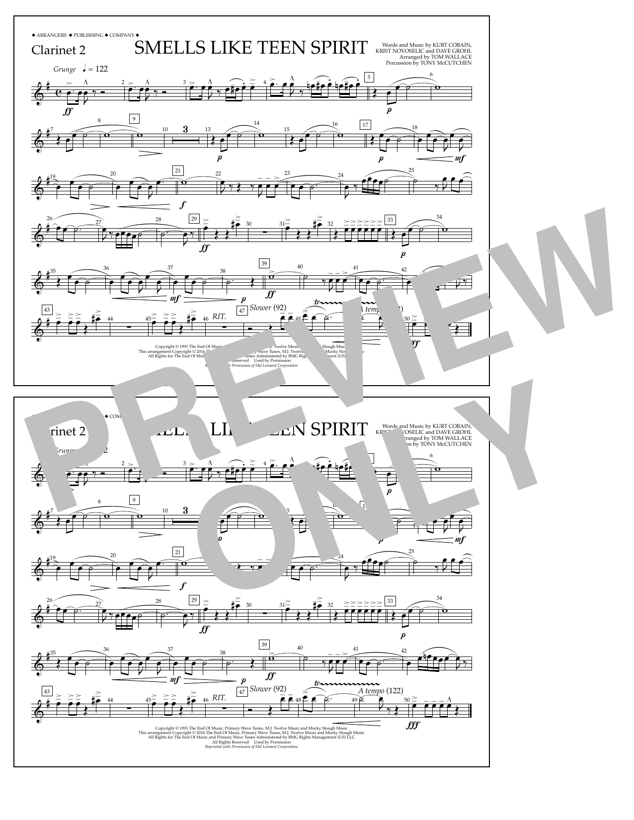 Learn to play Tom Wallace Smells Like Teen Spirit - Clarinet 2 sheet music for Marching Band in minutes. Price: 7.8900$ Tom Wallace Smells Like Teen Spirit - Clarinet 2 sheet music notes and chords arranged for Marching Band