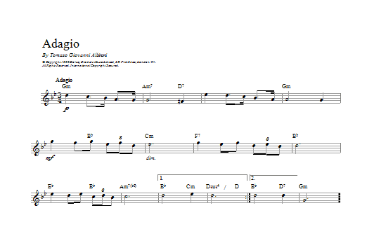 Tomaso Albinoni Adagio in G Minor sheet music notes and chords. Download Printable PDF.