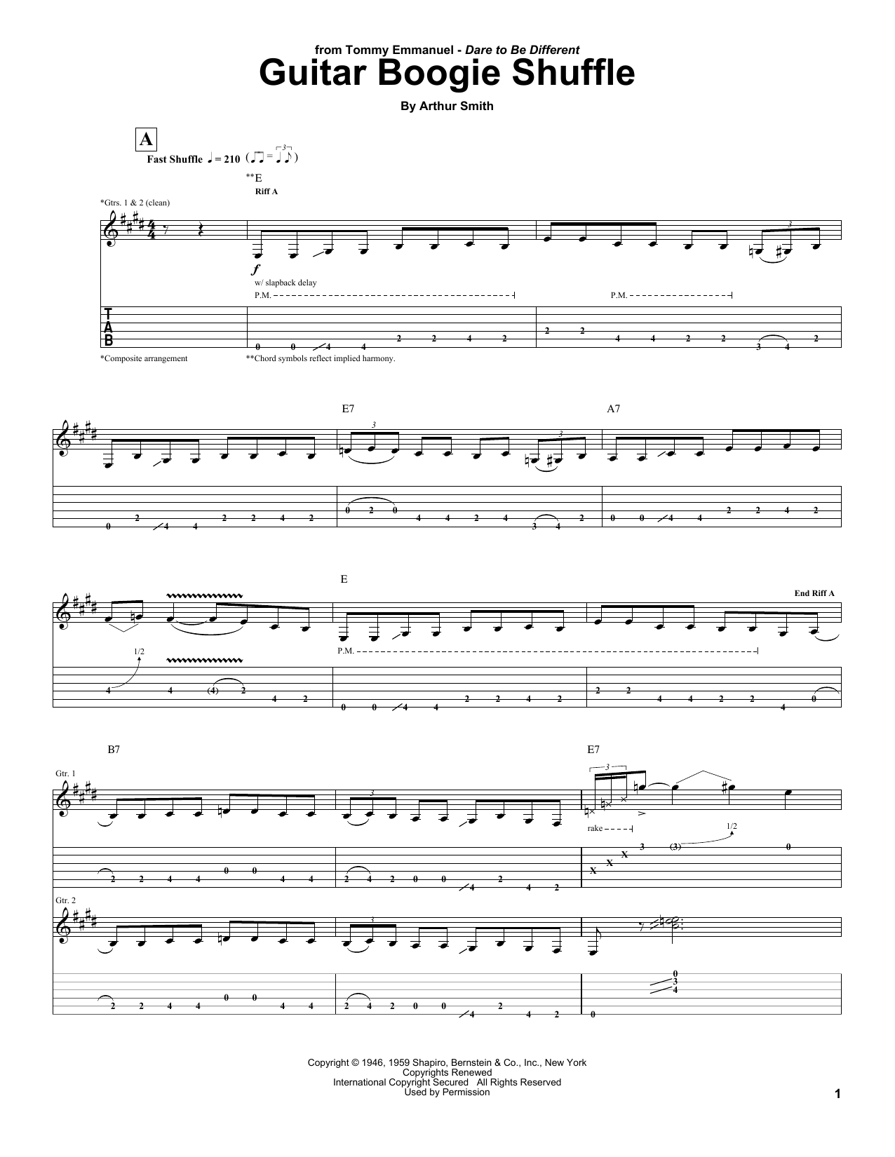 Tommy Emmanuel Guitar Boogie Shuffle sheet music notes and chords. Download Printable PDF.