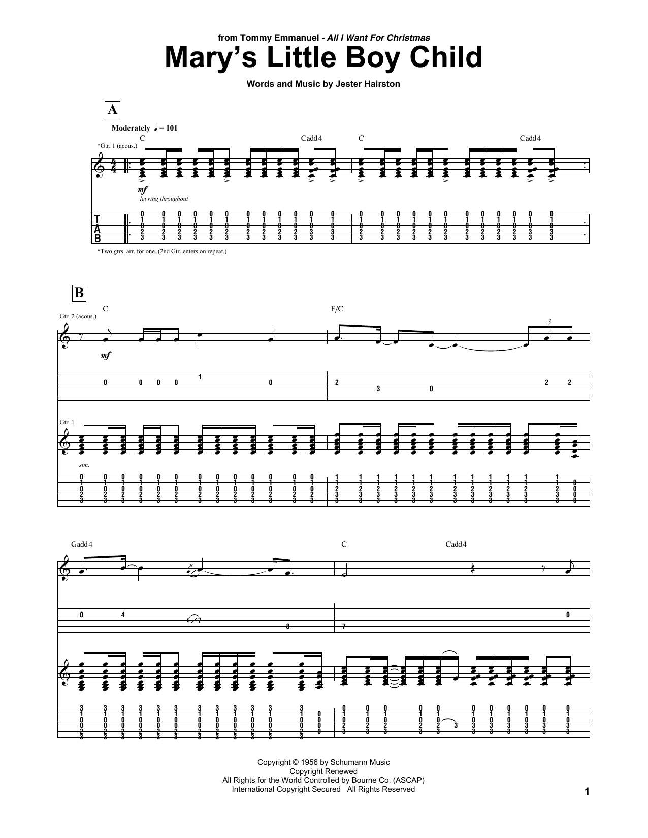 Learn to play Tommy Emmanuel Mary's Little Boy Child sheet music for Guitar Tab in minutes. Price: 7.8900$ Tommy Emmanuel Mary's Little Boy Child sheet music notes and chords arranged for Guitar Tab