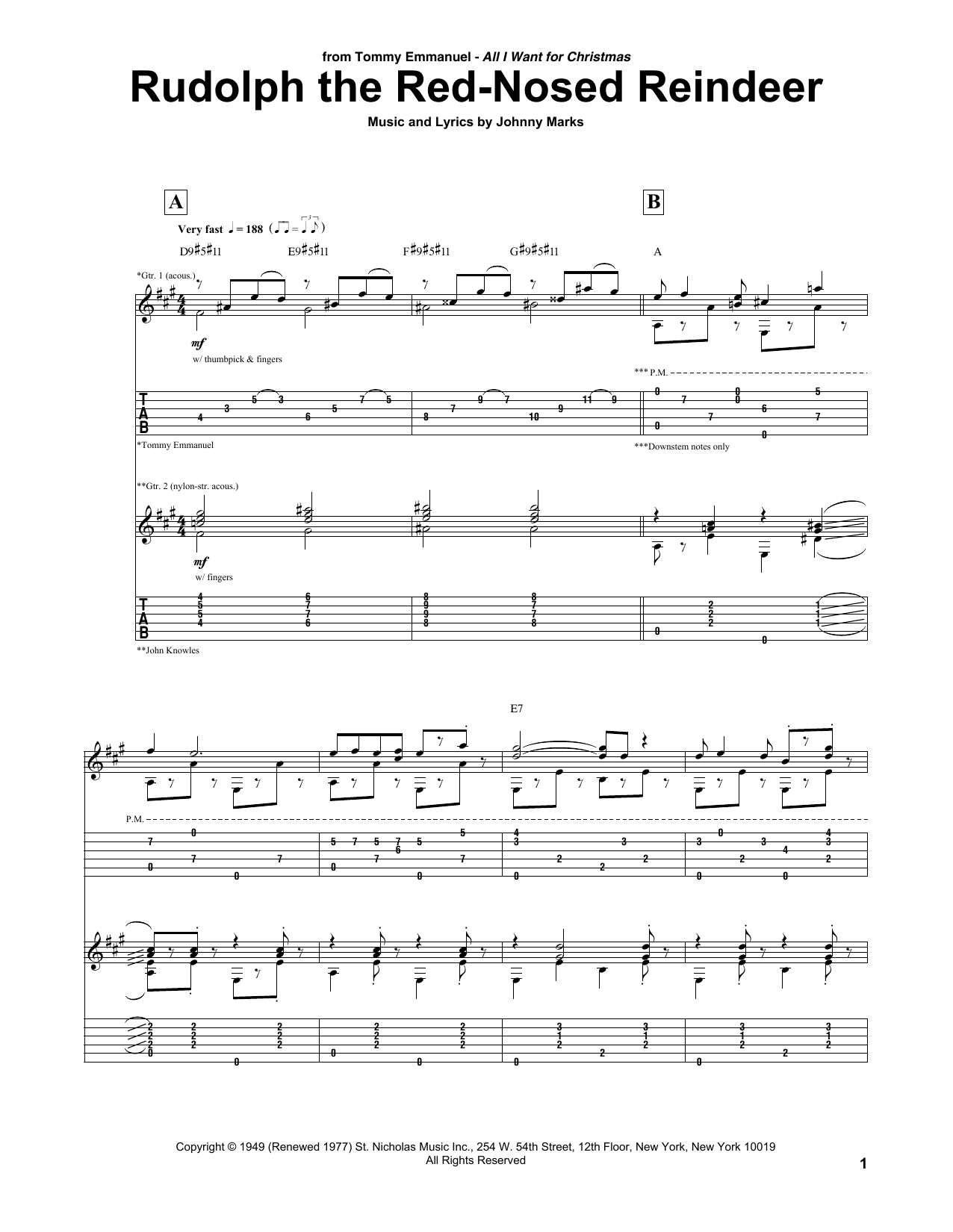 Tommy Emmanuel Rudolph The Red-Nosed Reindeer sheet music notes and chords. Download Printable PDF.