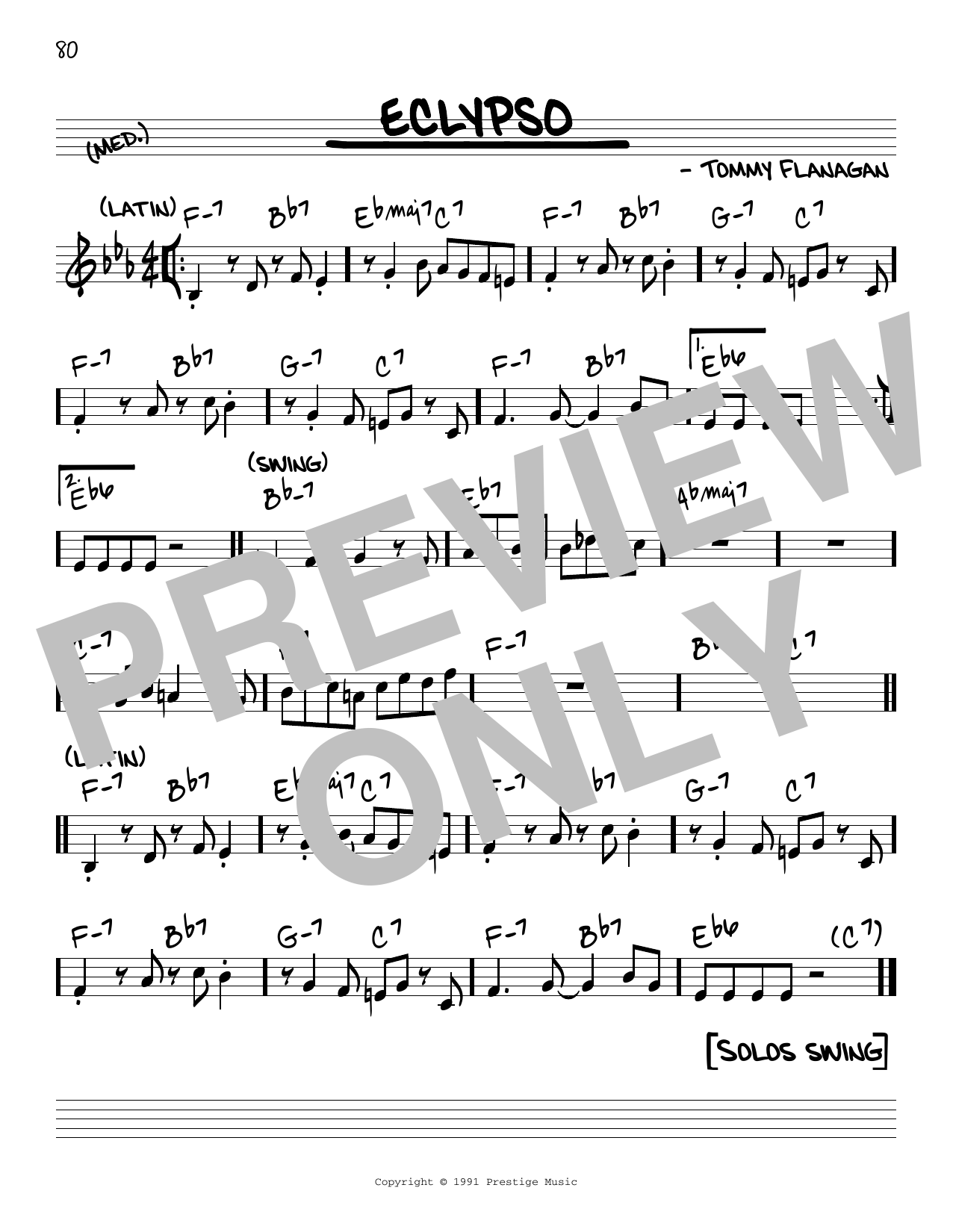 Tommy Flanagan Eclypso sheet music notes and chords. Download Printable PDF.