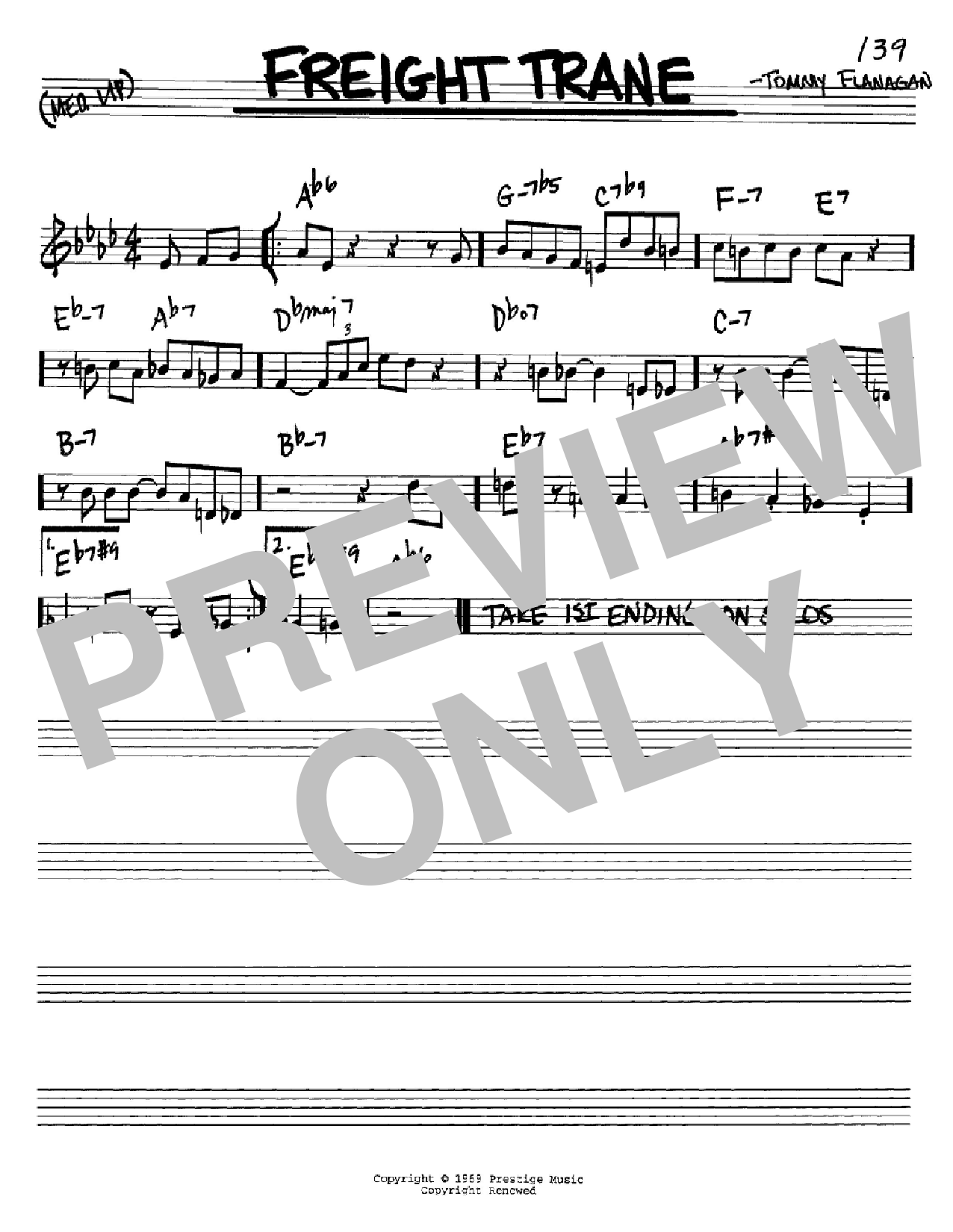 Tommy Flanagan Freight Trane sheet music notes and chords. Download Printable PDF.