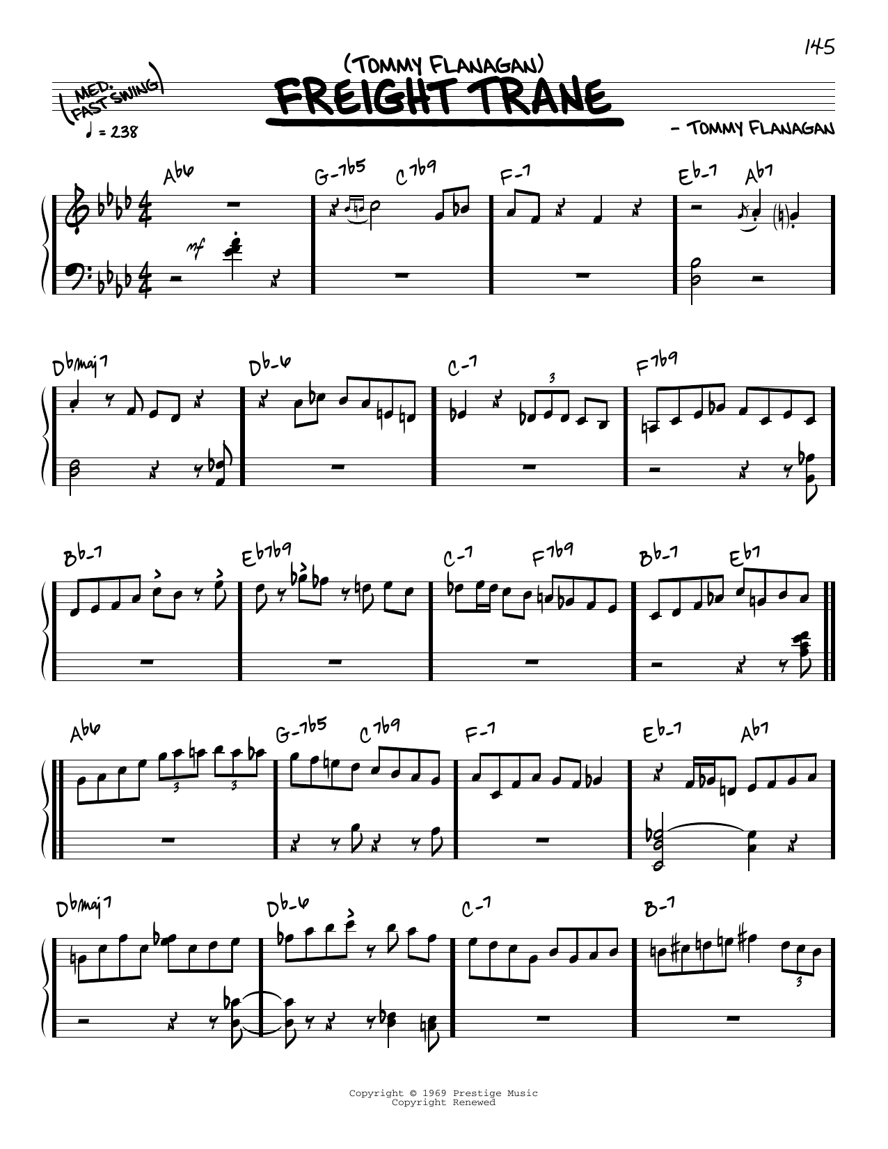 Learn to play Tommy Flanagan Freight Trane (solo only) sheet music for Real Book – Melody & Chords in minutes. Price: 5.9900$ Tommy Flanagan Freight Trane (solo only) sheet music notes and chords arranged for Real Book – Melody & Chords