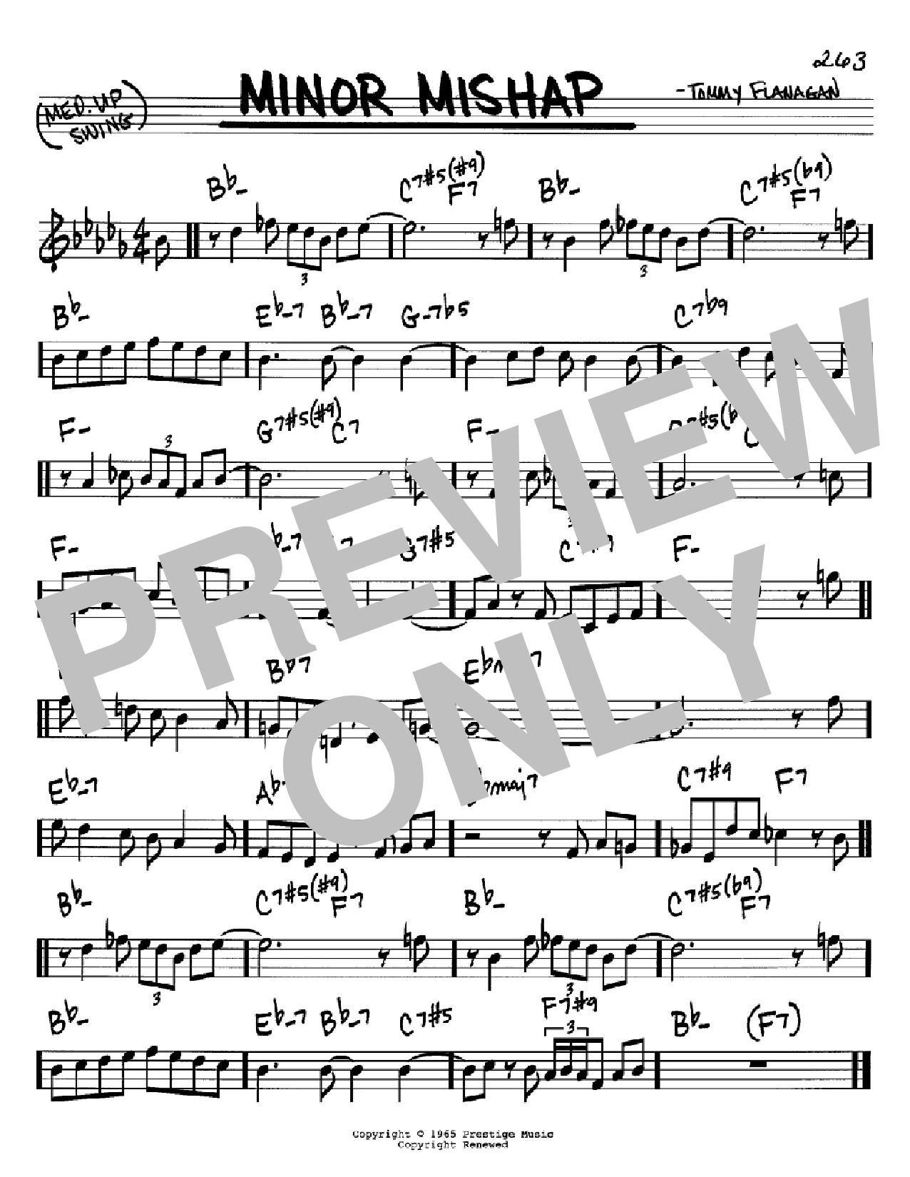 Tommy Flanagan Minor Mishap sheet music notes and chords arranged for Real Book – Melody & Chords – C Instruments