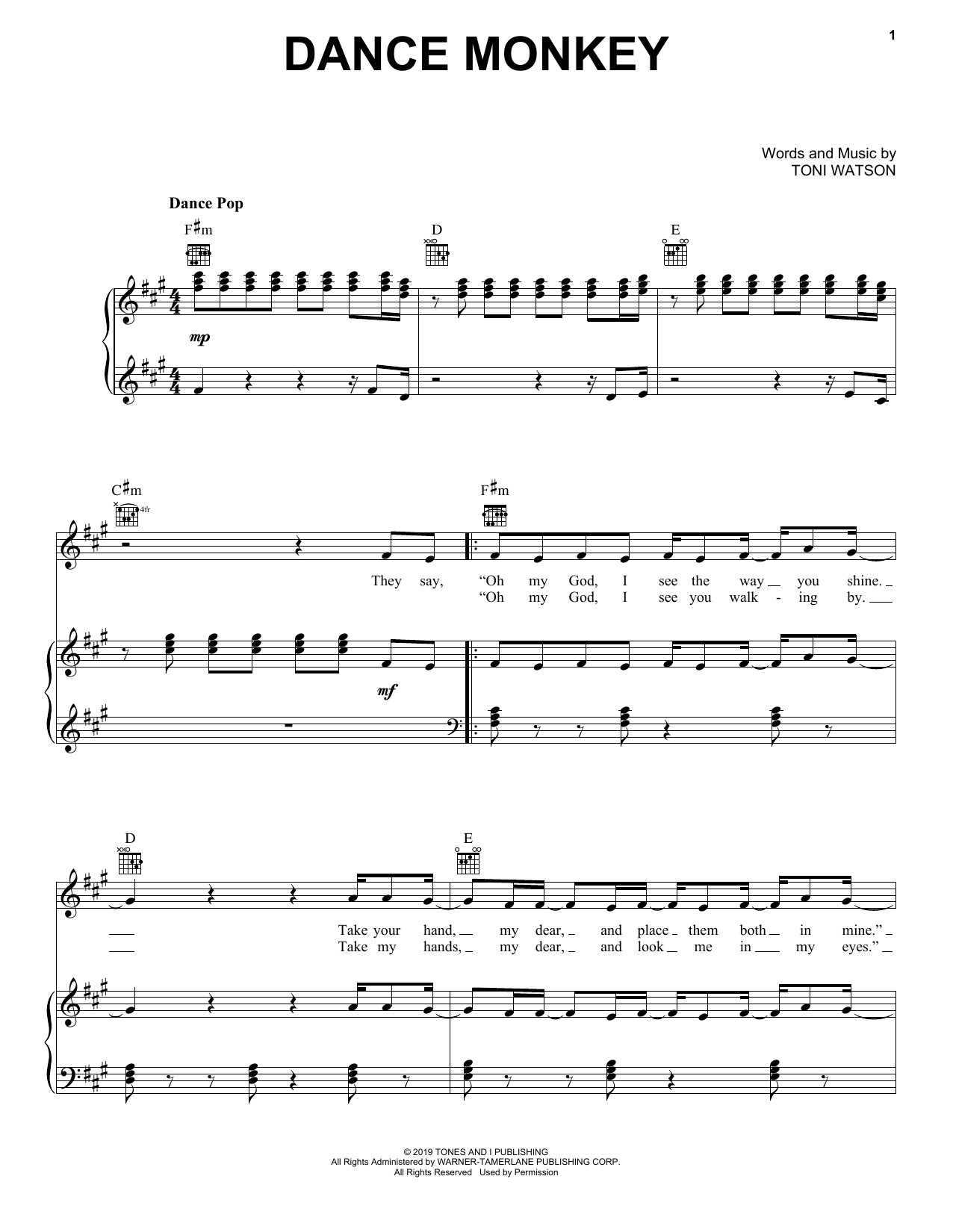 Tones And I Dance Monkey sheet music notes and chords arranged for Flute Solo