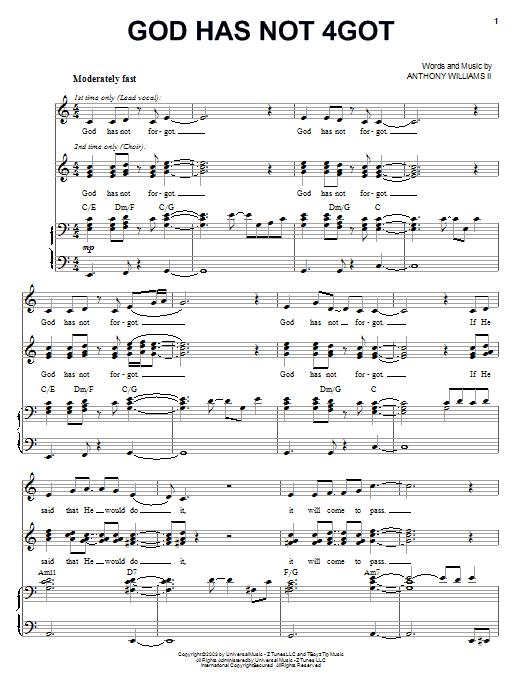 Tonex God Has Not 4Got sheet music notes and chords. Download Printable PDF.