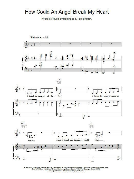 Toni Braxton How Could An Angel Break My Heart sheet music notes and chords. Download Printable PDF.