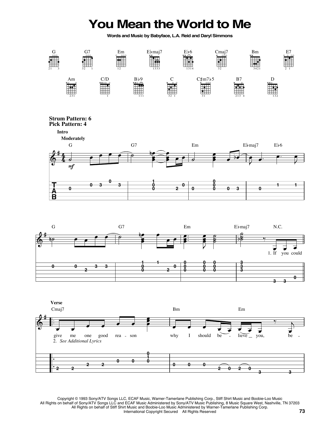 Toni Braxton You Mean The World To Me sheet music notes and chords arranged for Piano, Vocal & Guitar Chords (Right-Hand Melody)