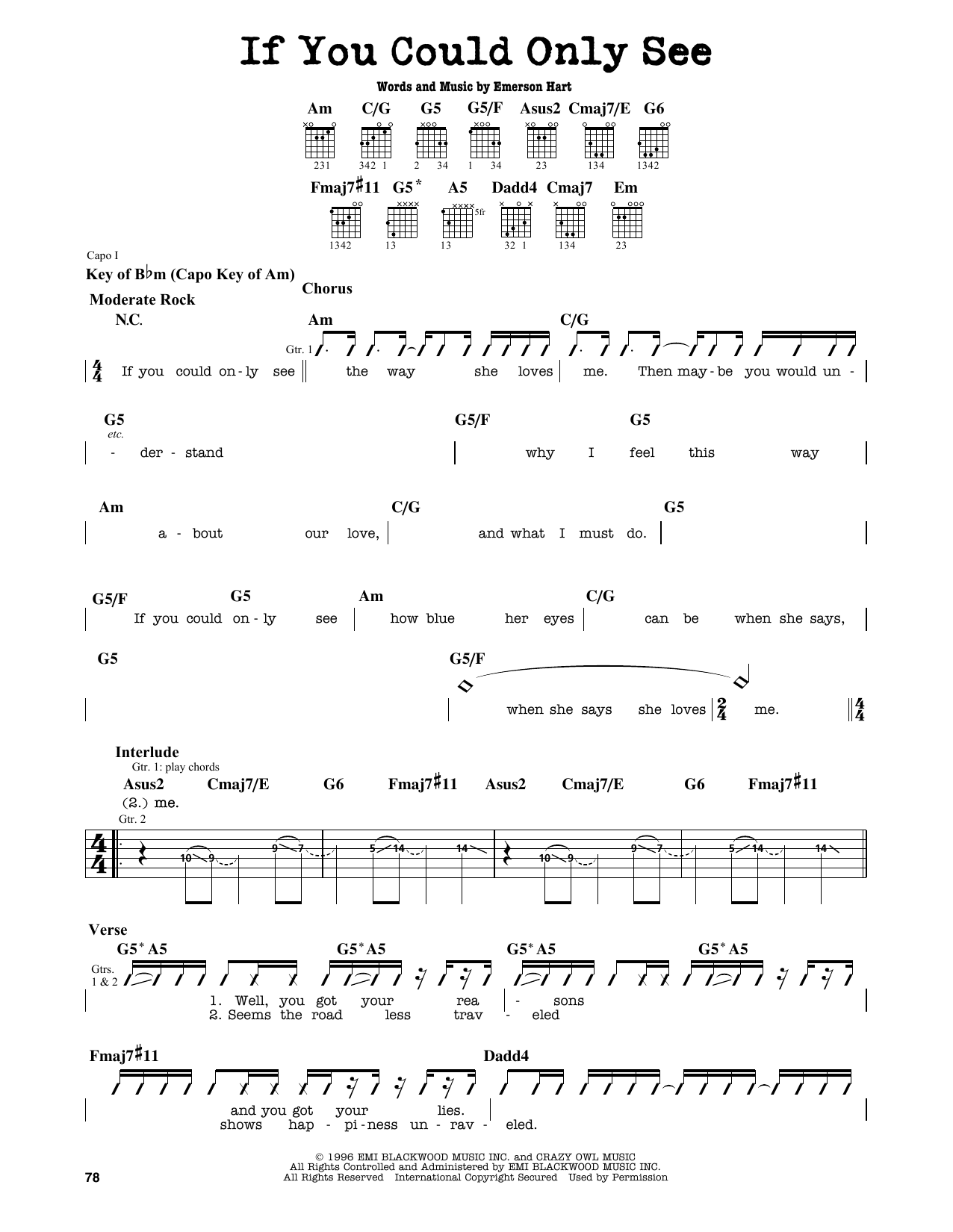 Tonic If You Could Only See sheet music notes and chords. Download Printable PDF.