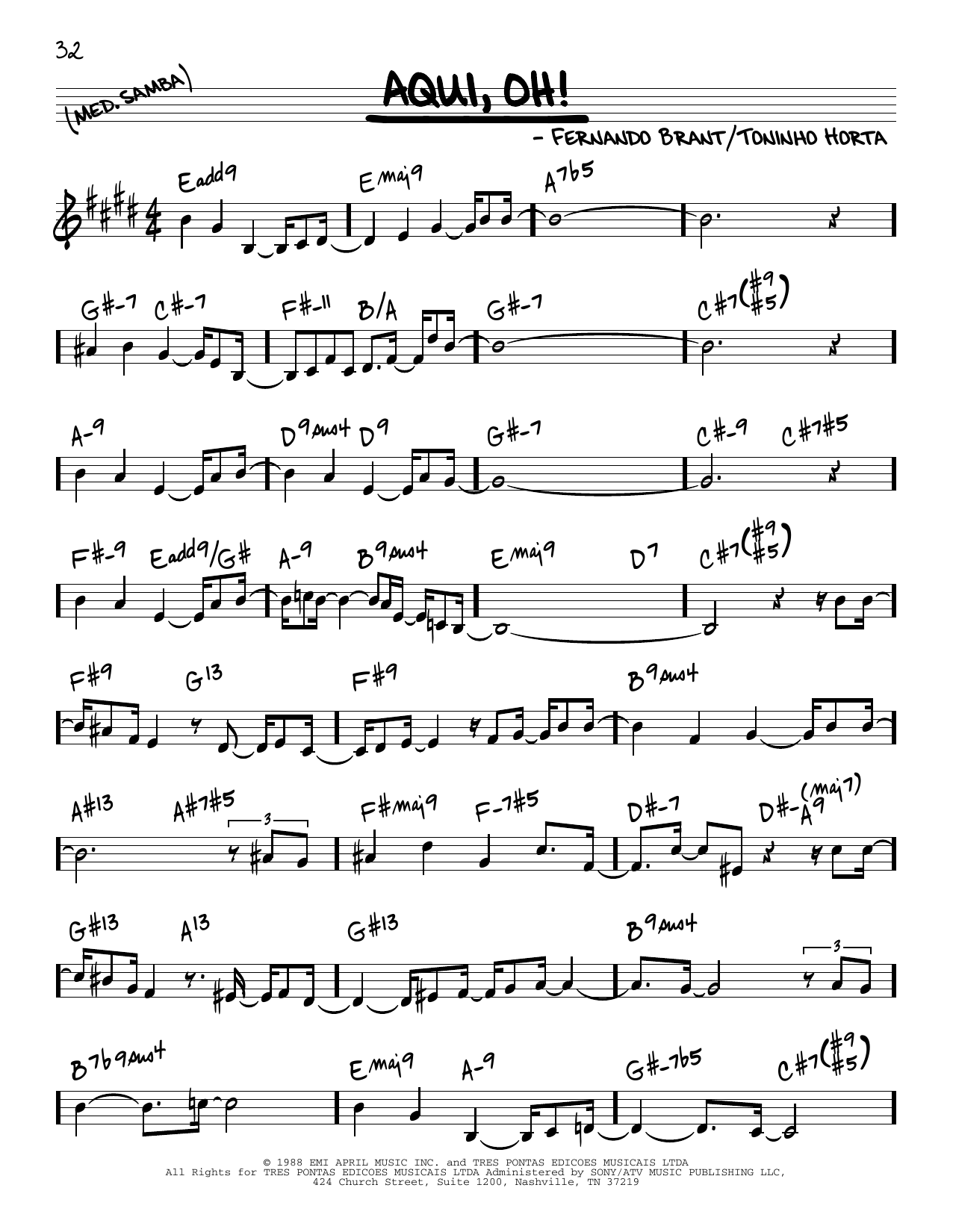 Learn to play Toninho Horta Aqui, Oh! sheet music for Real Book – Melody & Chords in minutes. Price: 5.9900$ Toninho Horta Aqui, Oh! sheet music notes and chords arranged for Real Book – Melody & Chords