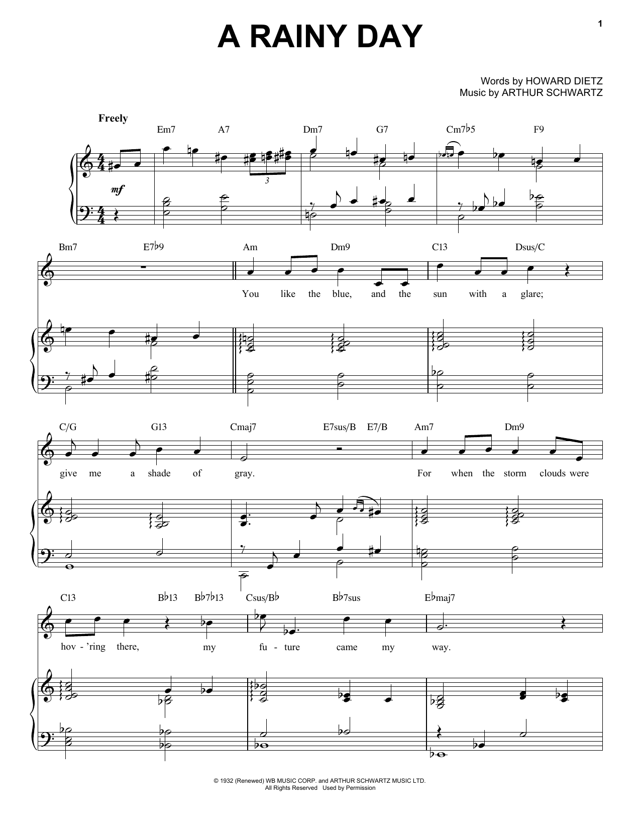 Learn to play Tony Bennett A Rainy Day sheet music for Piano & Vocal in minutes. Price: 7.8900$ Tony Bennett A Rainy Day sheet music notes and chords arranged for Piano & Vocal
