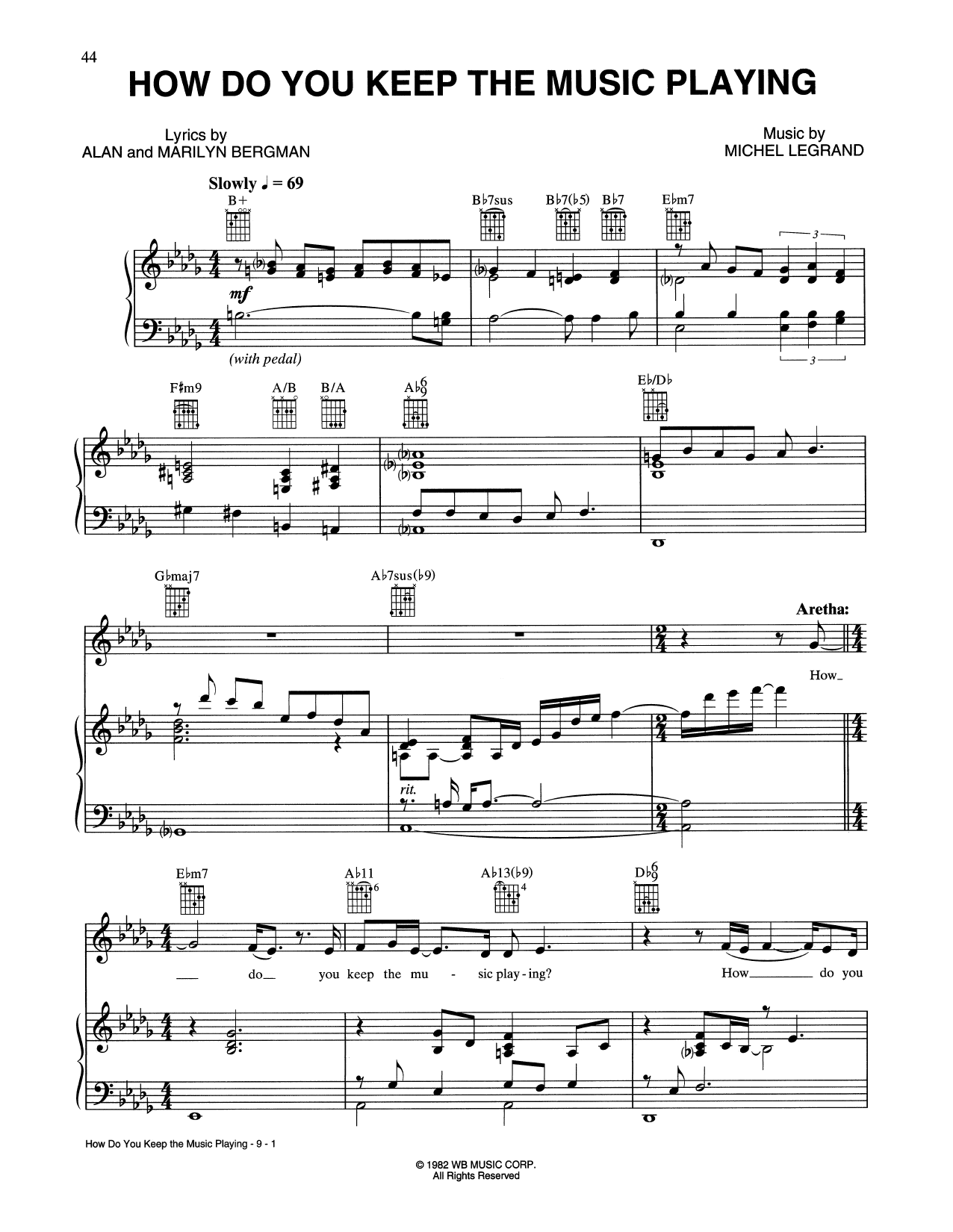 Tony Bennett and Aretha Franklin How Do You Keep The Music Playing? (from Best Friends) sheet music notes and chords. Download Printable PDF.