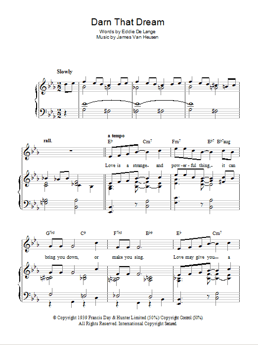 Tony Bennett Darn That Dream sheet music notes and chords arranged for Piano, Vocal & Guitar Chords