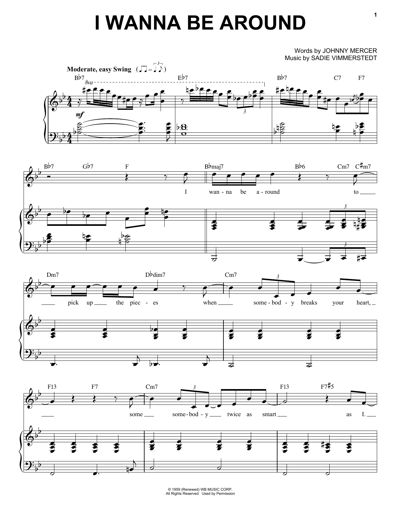 Tony Bennett I Wanna Be Around sheet music notes and chords. Download Printable PDF.