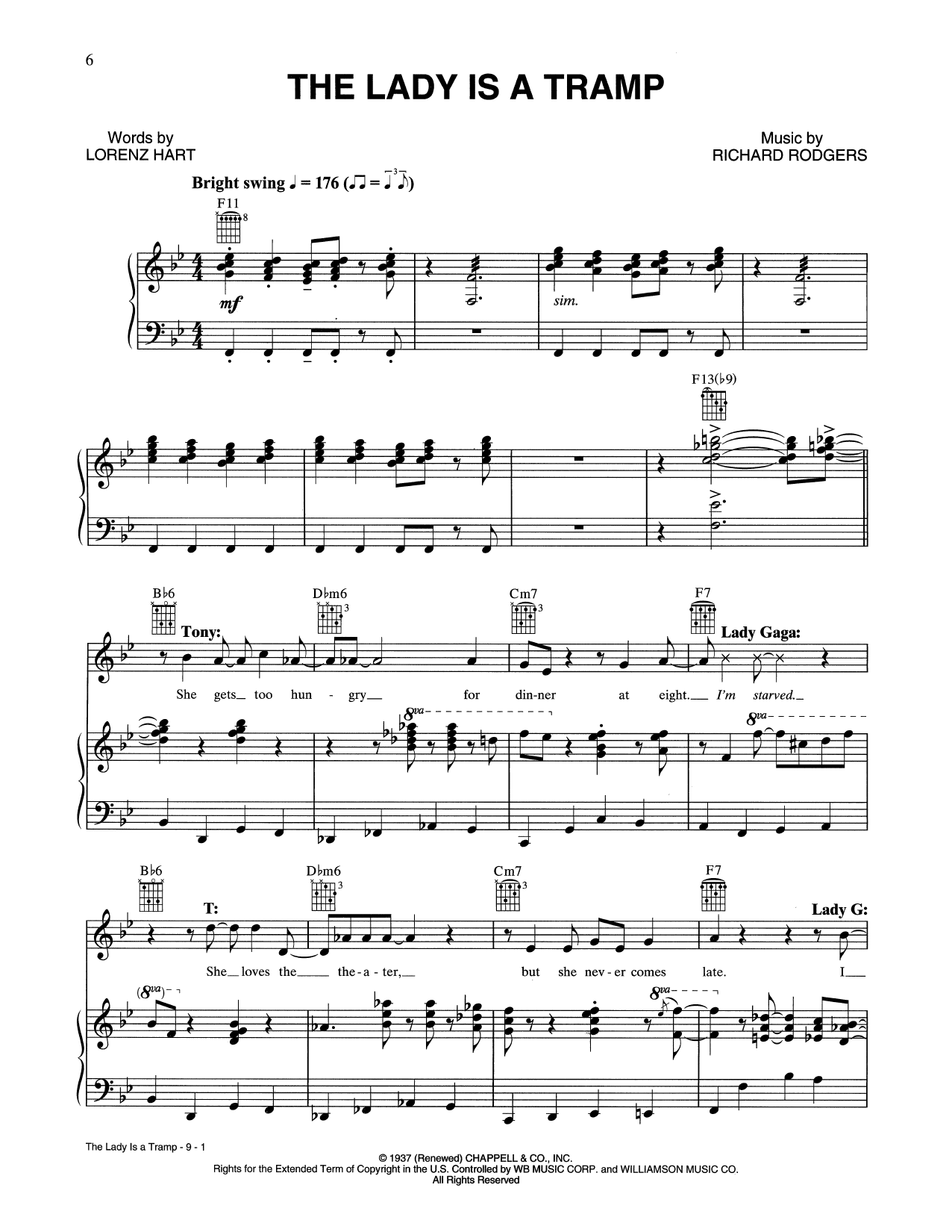 Tony Bennett & Lady Gaga The Lady Is A Tramp sheet music notes and chords. Download Printable PDF.