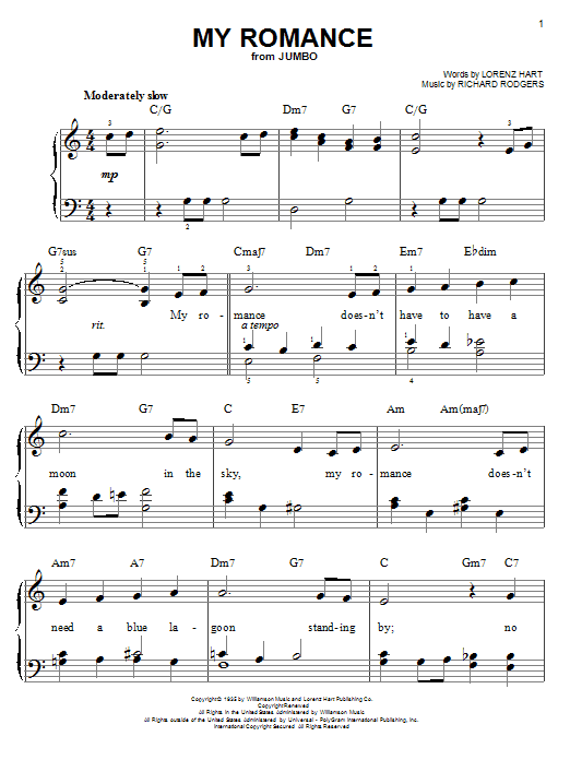 Learn to play Tony Bennett My Romance sheet music for Easy Piano in minutes. Price: 6.9900$ Tony Bennett My Romance sheet music notes and chords arranged for Easy Piano
