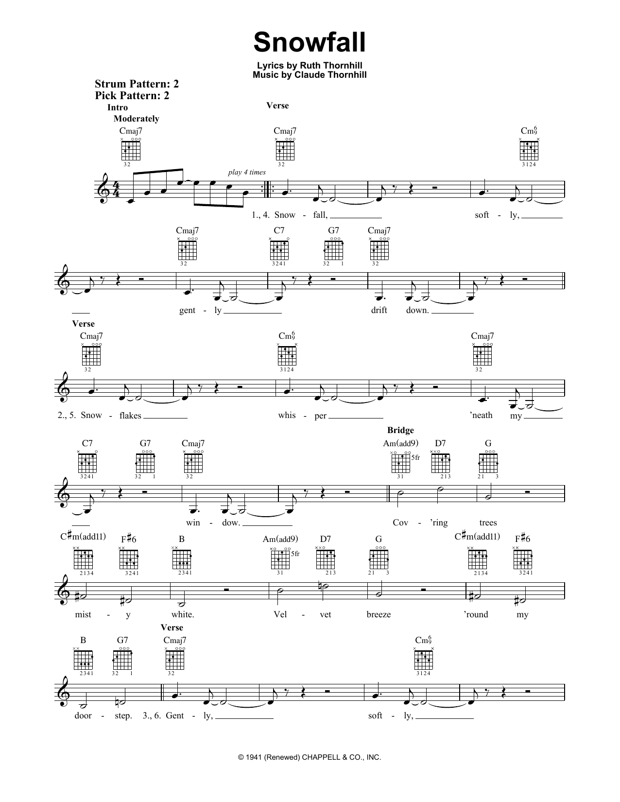 Tony Bennett Snowfall sheet music notes and chords. Download Printable PDF.