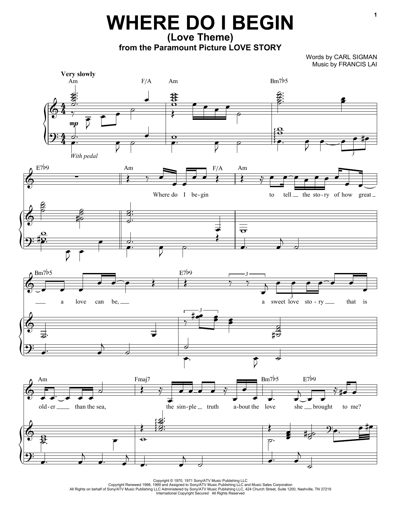 Learn to play Tony Bennett Where Do I Begin (Love Theme) sheet music for Piano & Vocal in minutes. Price: 7.8900$ Tony Bennett Where Do I Begin (Love Theme) sheet music notes and chords arranged for Piano & Vocal