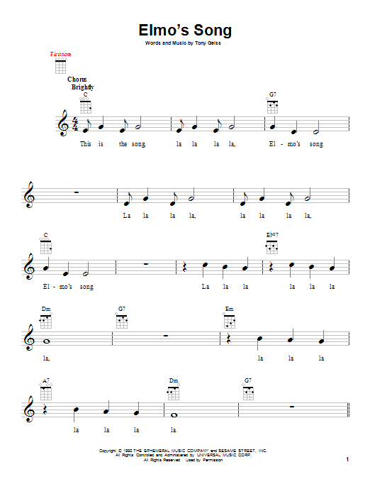 Tony Geiss Elmo's Song sheet music notes and chords. Download Printable PDF.