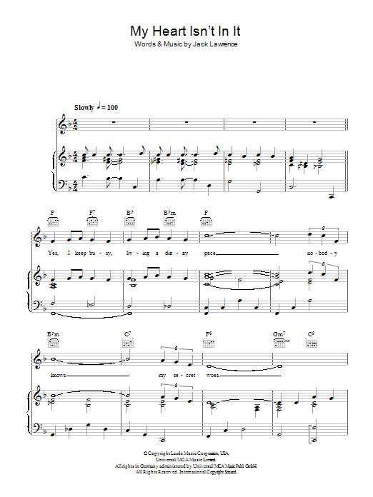Learn to play Tony Pastor My Heart Isn't In It sheet music for Piano, Vocal & Guitar Chords in minutes. Price: 7.8900$ Tony Pastor My Heart Isn't In It sheet music notes and chords arranged for Piano, Vocal & Guitar Chords