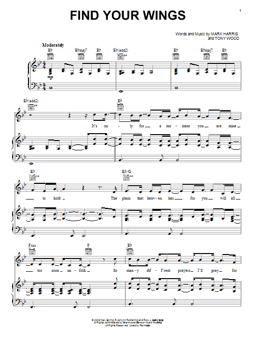 Learn to play Tony Wood Find Your Wings sheet music for Piano, Vocal & Guitar Chords (Right-Hand Melody) in minutes. Price: 7.8900$ Tony Wood Find Your Wings sheet music notes and chords arranged for Piano, Vocal & Guitar Chords (Right-Hand Melody)