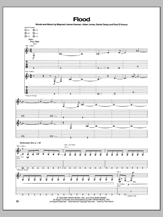 Learn to play Tool Flood sheet music for Guitar Tab in minutes. Price: 7.8900$ Tool Flood sheet music notes and chords arranged for Guitar Tab