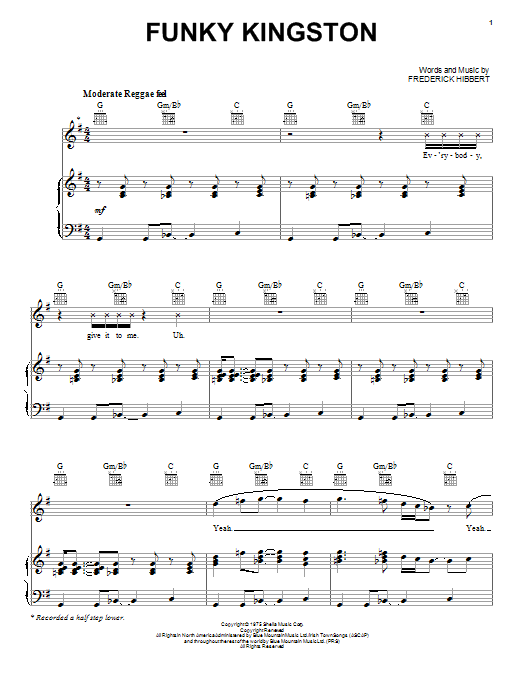 Toots & The Maytals Funky Kingston sheet music notes and chords. Download Printable PDF.