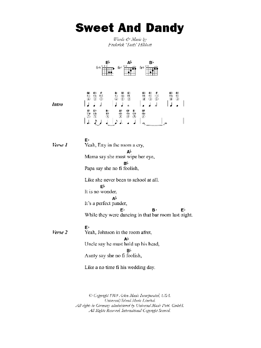 Toots & The Maytals Sweet And Dandy sheet music notes and chords. Download Printable PDF.