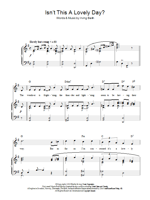 Top Hat Cast Isn't This A Lovely Day? sheet music notes and chords. Download Printable PDF.