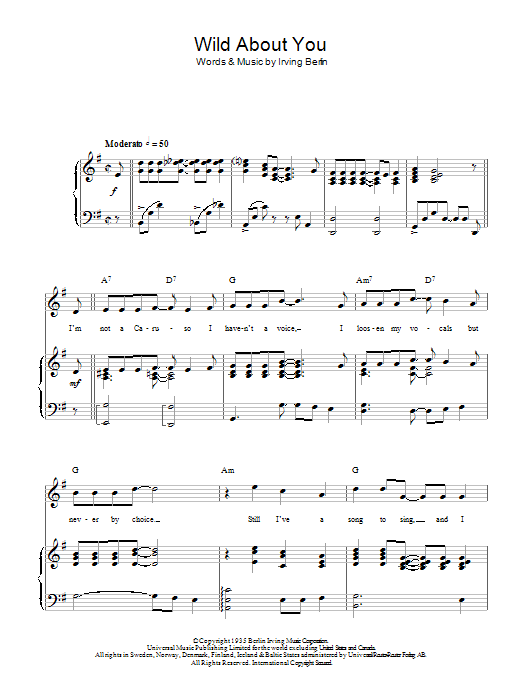 Top Hat Cast Wild About You sheet music notes and chords. Download Printable PDF.