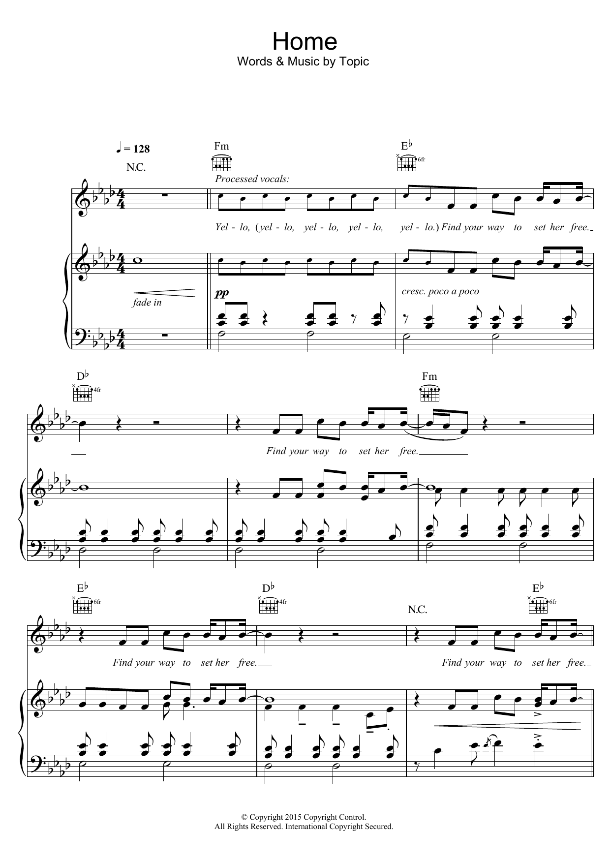 Learn to play Topic Home (feat. Nico Santos) sheet music for Piano, Vocal & Guitar Chords in minutes. Price: 7.8900$ Topic Home (feat. Nico Santos) sheet music notes and chords arranged for Piano, Vocal & Guitar Chords