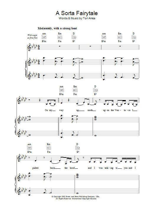 Tori Amos A Sorta Fairytale sheet music notes and chords. Download Printable PDF.