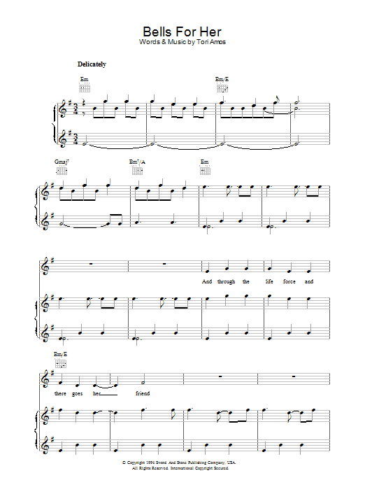 Tori Amos Bells For Her sheet music notes and chords. Download Printable PDF.