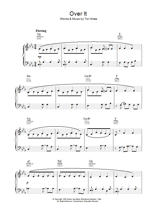 Learn to play Tori Amos Over It sheet music for Piano, Vocal & Guitar Chords in minutes. Price: 7.8900$ Tori Amos Over It sheet music notes and chords arranged for Piano, Vocal & Guitar Chords