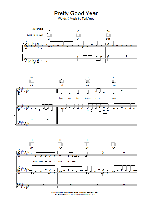 Tori Amos Pretty Good Year sheet music notes and chords. Download Printable PDF.