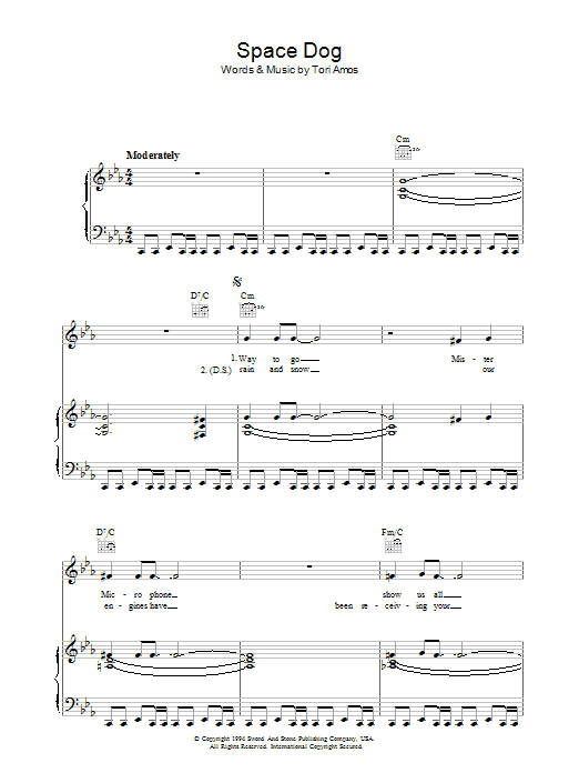 Learn to play Tori Amos Space Dog sheet music for Piano, Vocal & Guitar Chords in minutes. Price: 7.8900$ Tori Amos Space Dog sheet music notes and chords arranged for Piano, Vocal & Guitar Chords