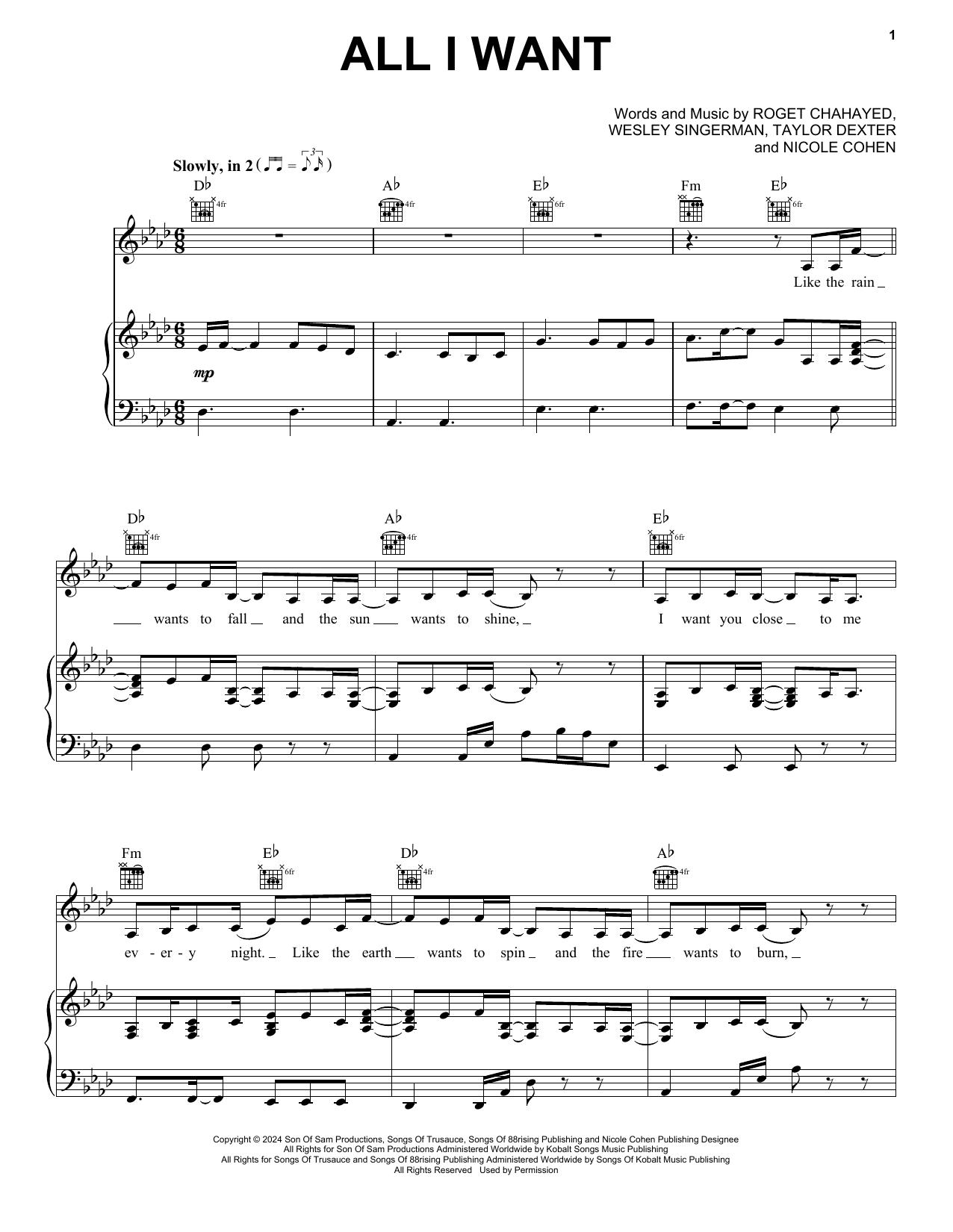 Tori Kelly All I Want (from the Netflix series Bridgerton) sheet music notes and chords. Download Printable PDF.