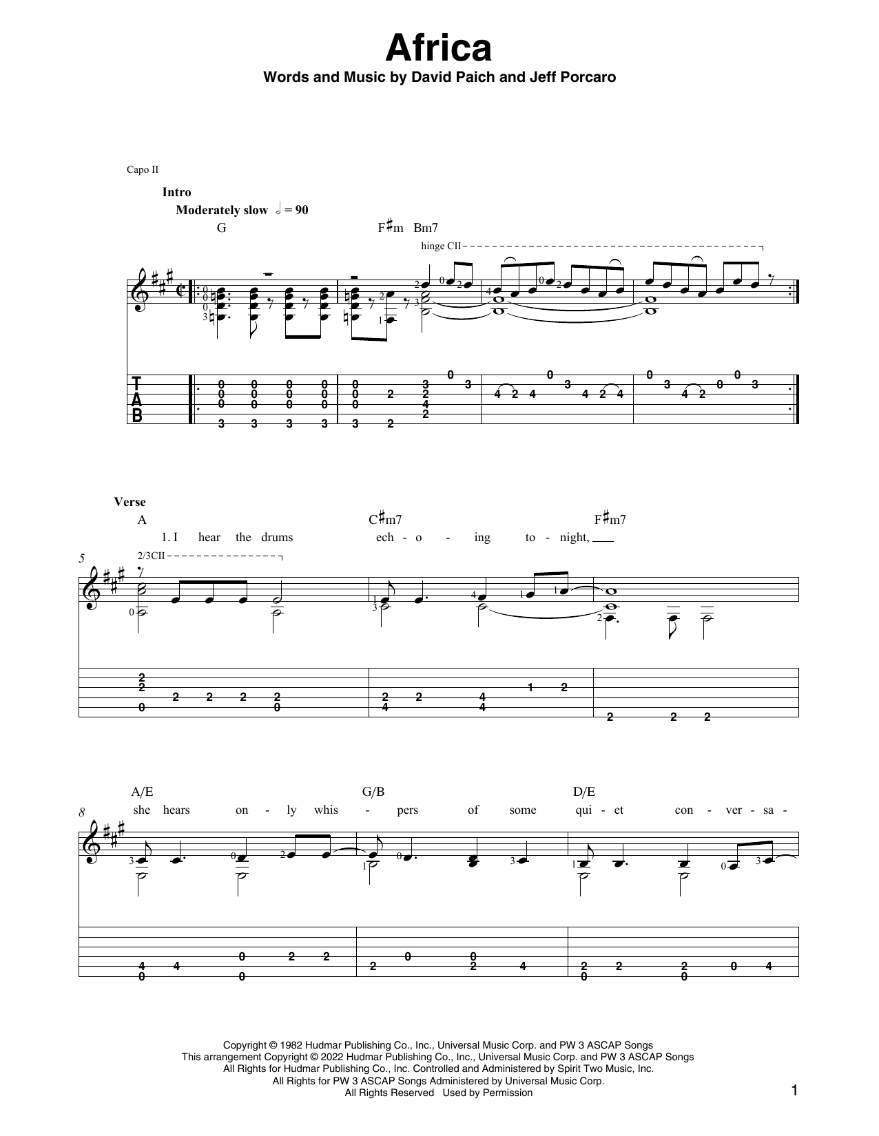 Toto Africa (arr. Ben Pila) sheet music notes and chords. Download Printable PDF.