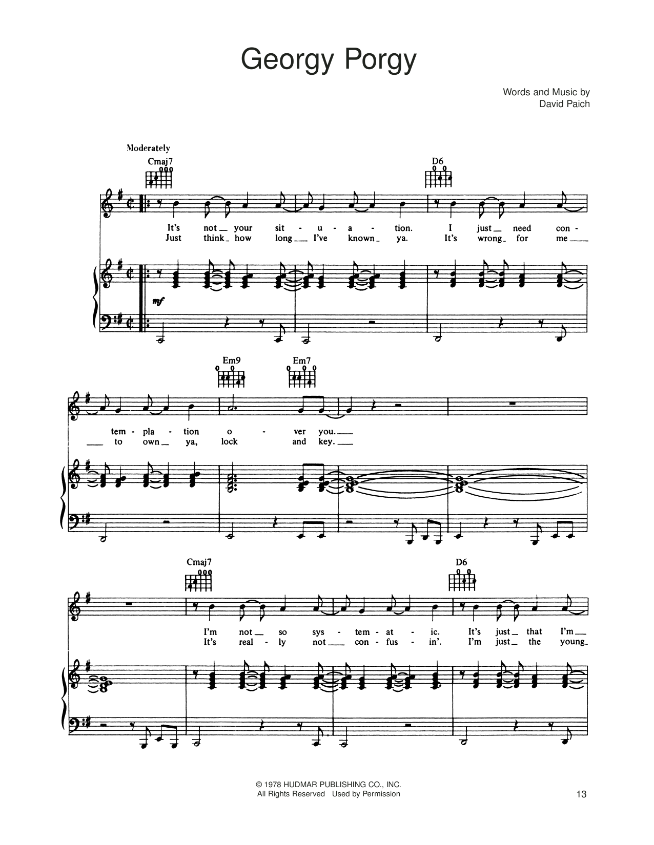 Toto Georgy Porgy sheet music notes and chords. Download Printable PDF.