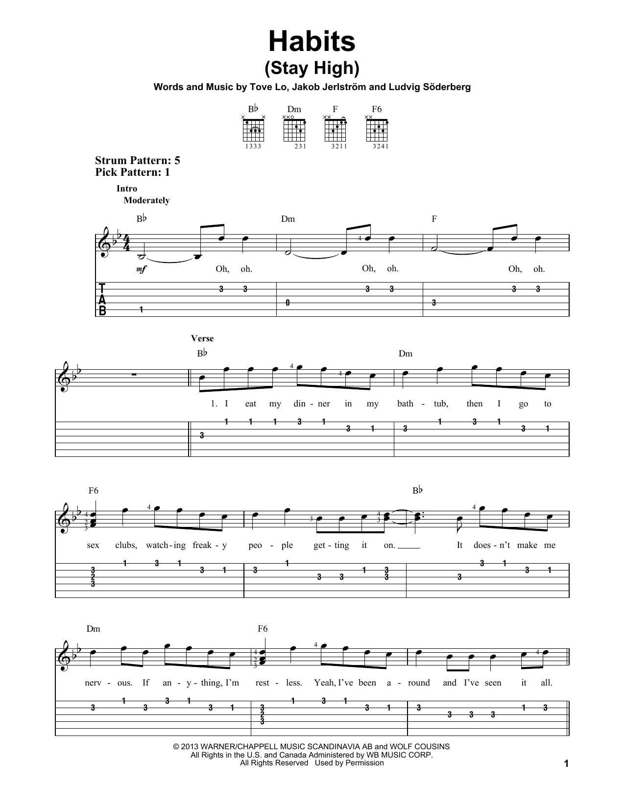 Tove Lo Habits (Stay High) sheet music notes and chords. Download Printable PDF.