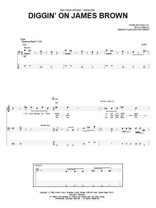 Tower Of Power Diggin' On James Brown sheet music notes and chords. Download Printable PDF.