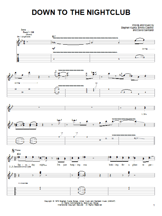 Tower Of Power Down To The Nightclub sheet music notes and chords. Download Printable PDF.