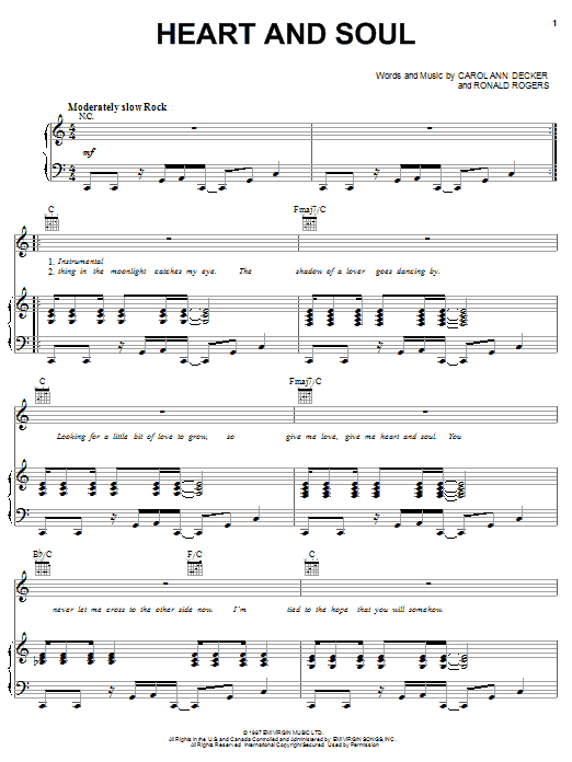 Learn to play T'Pau Heart And Soul sheet music for Piano, Vocal & Guitar Chords (Right-Hand Melody) in minutes. Price: 7.8900$ T'Pau Heart And Soul sheet music notes and chords arranged for Piano, Vocal & Guitar Chords (Right-Hand Melody)