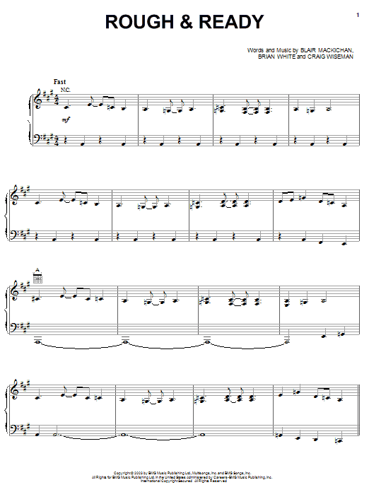 Trace Adkins Rough & Ready sheet music notes and chords arranged for Piano, Vocal & Guitar Chords (Right-Hand Melody)